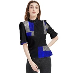 Abstract Tiles  Frill Neck Blouse