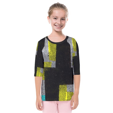 Abstract Tiles Kids  Quarter Sleeve Raglan Tee by essentialimage