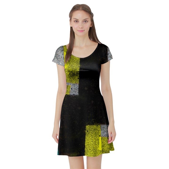 Abstract Tiles Short Sleeve Skater Dress