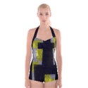 Abstract Tiles Boyleg Halter Swimsuit  View1