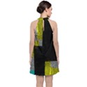 Abstract Tiles Velvet Halter Neckline Dress  View2