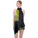 Abstract Tiles Halter Asymmetric Satin Top View1