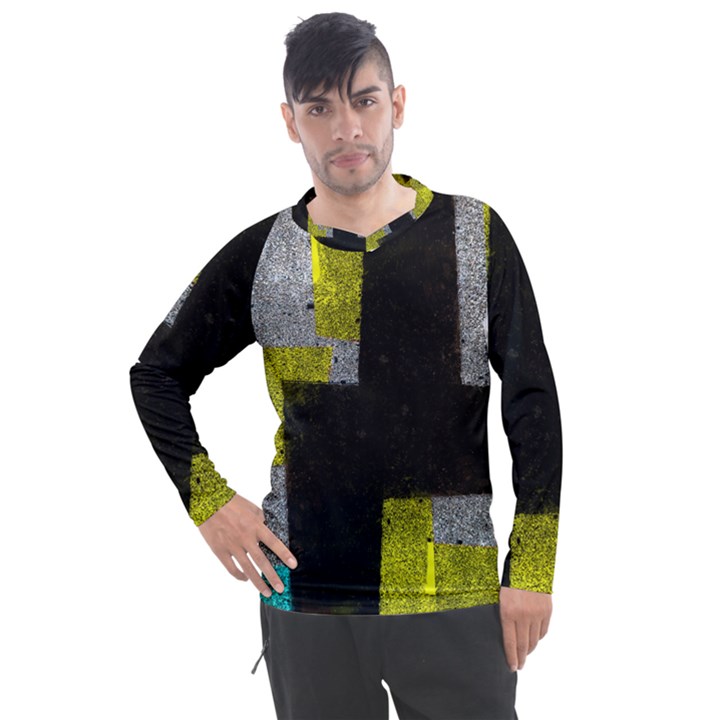 Abstract Tiles Men s Pique Long Sleeve Tee