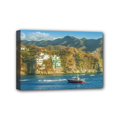 Taganga Bay Landscape, Colombia Mini Canvas 6  X 4  (stretched)