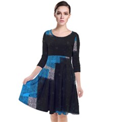 Abstract Tiles Quarter Sleeve Waist Band Dress by essentialimage