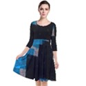 Abstract Tiles Quarter Sleeve Waist Band Dress View1