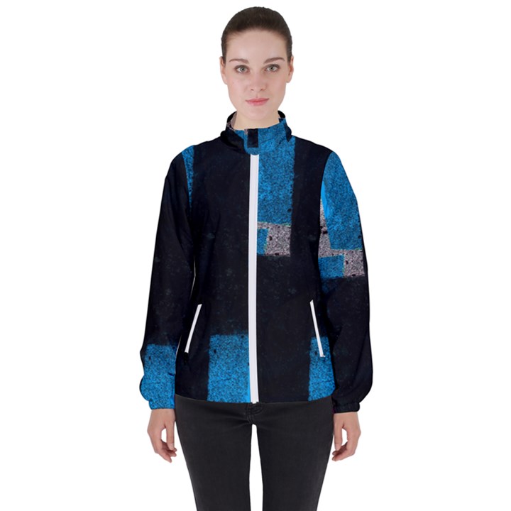 Abstract Tiles Women s High Neck Windbreaker