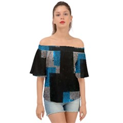 Abstract Tiles Off Shoulder Short Sleeve Top by essentialimage