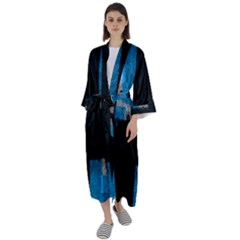 Abstract Tiles Maxi Satin Kimono