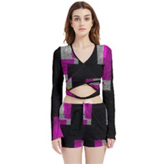 Abstract Tiles Velvet Wrap Crop Top And Shorts Set by essentialimage