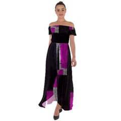 Abstract Tiles Off Shoulder Open Front Chiffon Dress by essentialimage