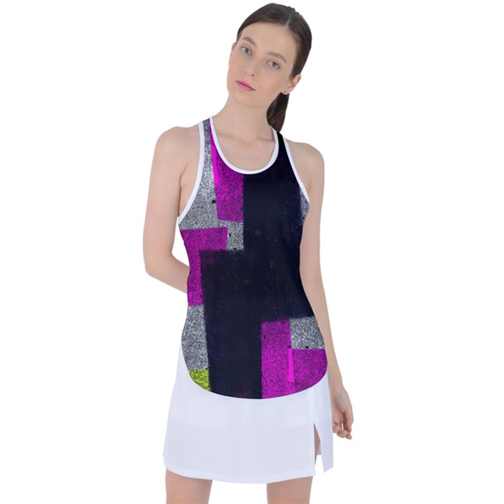 Abstract Tiles Racer Back Mesh Tank Top