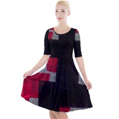 Abstract Tiles Quarter Sleeve A-line Dress by essentialimage