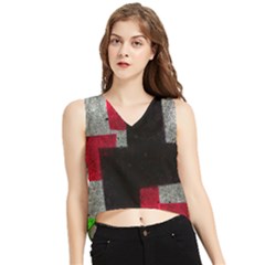 Abstract Tiles V-neck Cropped Tank Top