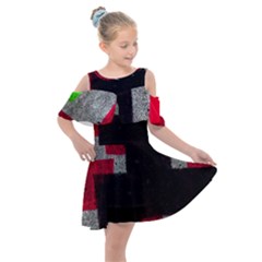 Abstract Tiles Kids  Shoulder Cutout Chiffon Dress by essentialimage