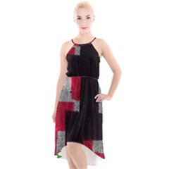 Abstract Tiles High-low Halter Chiffon Dress  by essentialimage