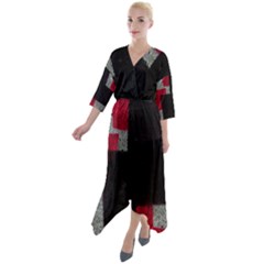 Abstract Tiles Quarter Sleeve Wrap Front Maxi Dress by essentialimage