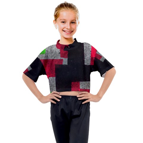 Abstract Tiles Kids Mock Neck Tee by essentialimage