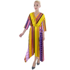 Fashion Belts Quarter Sleeve Wrap Front Maxi Dress by essentialimage