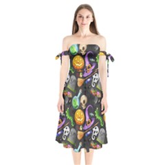 Halloween Shoulder Tie Bardot Midi Dress by Angelandspot