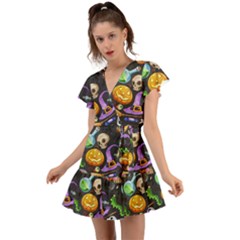 Halloween Flutter Sleeve Wrap Dress by Angelandspot