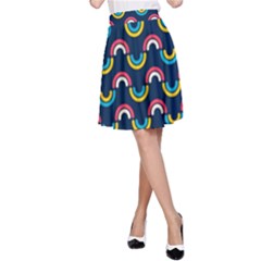 Geo Rainbow Stroke A-line Skirt by tmsartbazaar