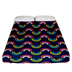 Geo Rainbow Stroke Fitted Sheet (queen Size) by tmsartbazaar