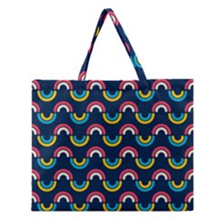 Geo Rainbow Stroke Zipper Large Tote Bag by tmsartbazaar