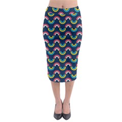 Geo Rainbow Stroke Midi Pencil Skirt by tmsartbazaar