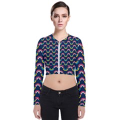 Geo Rainbow Stroke Long Sleeve Zip Up Bomber Jacket by tmsartbazaar