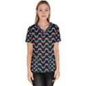 Geo Rainbow Stroke Women s V-Neck Scrub Top View1