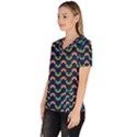 Geo Rainbow Stroke Women s V-Neck Scrub Top View2