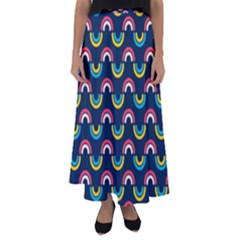 Geo Rainbow Stroke Flared Maxi Skirt by tmsartbazaar