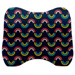 Geo Rainbow Stroke Velour Head Support Cushion by tmsartbazaar