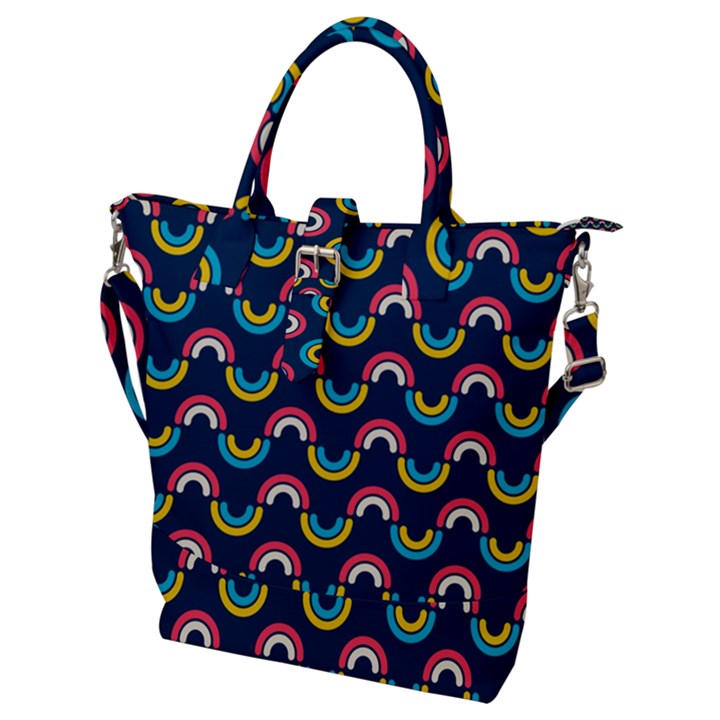 Geo Rainbow Stroke Buckle Top Tote Bag