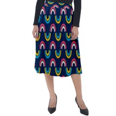 Geo Rainbow Stroke Classic Velour Midi Skirt  by tmsartbazaar