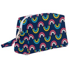 Geo Rainbow Stroke Wristlet Pouch Bag (large) by tmsartbazaar