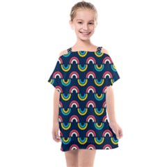 Geo Rainbow Stroke Kids  One Piece Chiffon Dress by tmsartbazaar