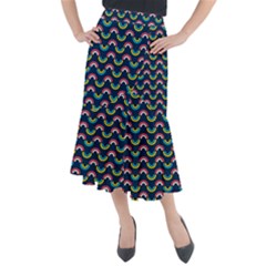 Geo Rainbow Stroke Midi Mermaid Skirt by tmsartbazaar