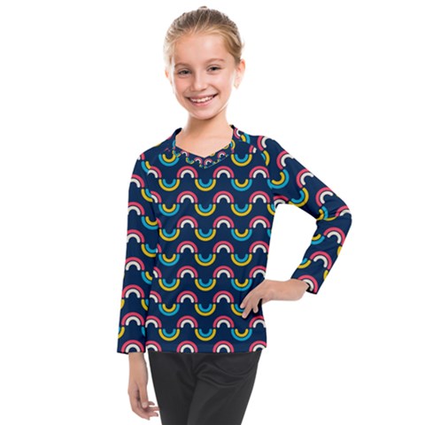 Geo Rainbow Stroke Kids  Long Mesh Tee by tmsartbazaar