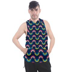 Geo Rainbow Stroke Men s Sleeveless Hoodie by tmsartbazaar