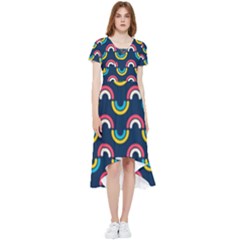 Geo Rainbow Stroke High Low Boho Dress