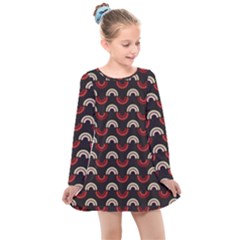 Fun Rainbow Stroke Kids  Long Sleeve Dress by tmsartbazaar