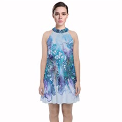 Sea Anemone Velvet Halter Neckline Dress 