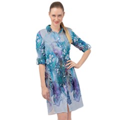 Sea Anemone Long Sleeve Mini Shirt Dress by CKArtCreations