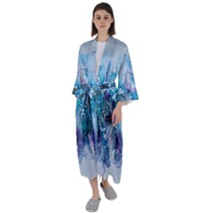 Sea Anemone Maxi Satin Kimono by CKArtCreations