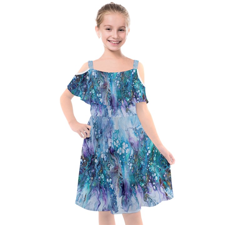 Sea Anemone Kids  Cut Out Shoulders Chiffon Dress