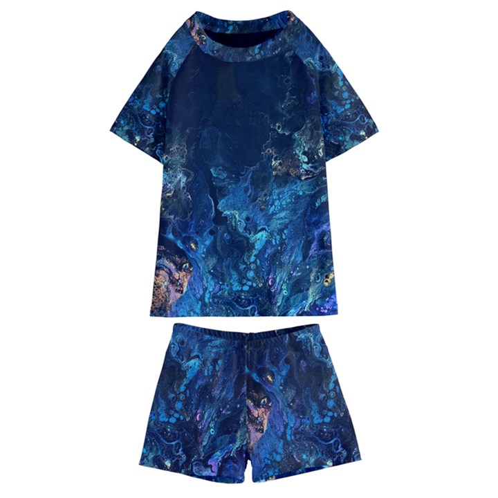  Coral reef Kids  Swim Tee and Shorts Set