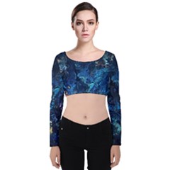  Coral Reef Velvet Long Sleeve Crop Top by CKArtCreations