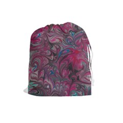 Marbling Ornate Drawstring Pouch (large) by kaleidomarblingart